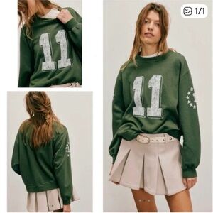 NWT Free People x Vagabond Green 11 Sweatshirt